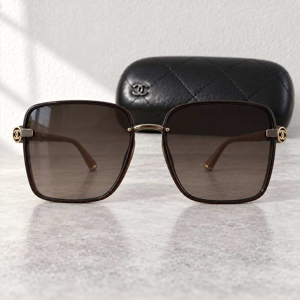 Chanel Brown Square Sunglasses - Picture 1 of 6